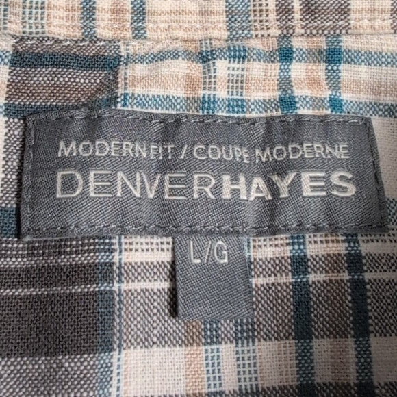 Denver Hayes Men's Plaid Western Shirt Snap Buttons sz L Grey/Blue Cotton GUC - Picture 6 of 8